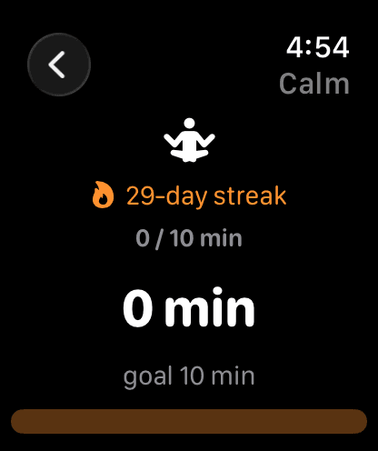 Two Days habit session on Apple Watch
